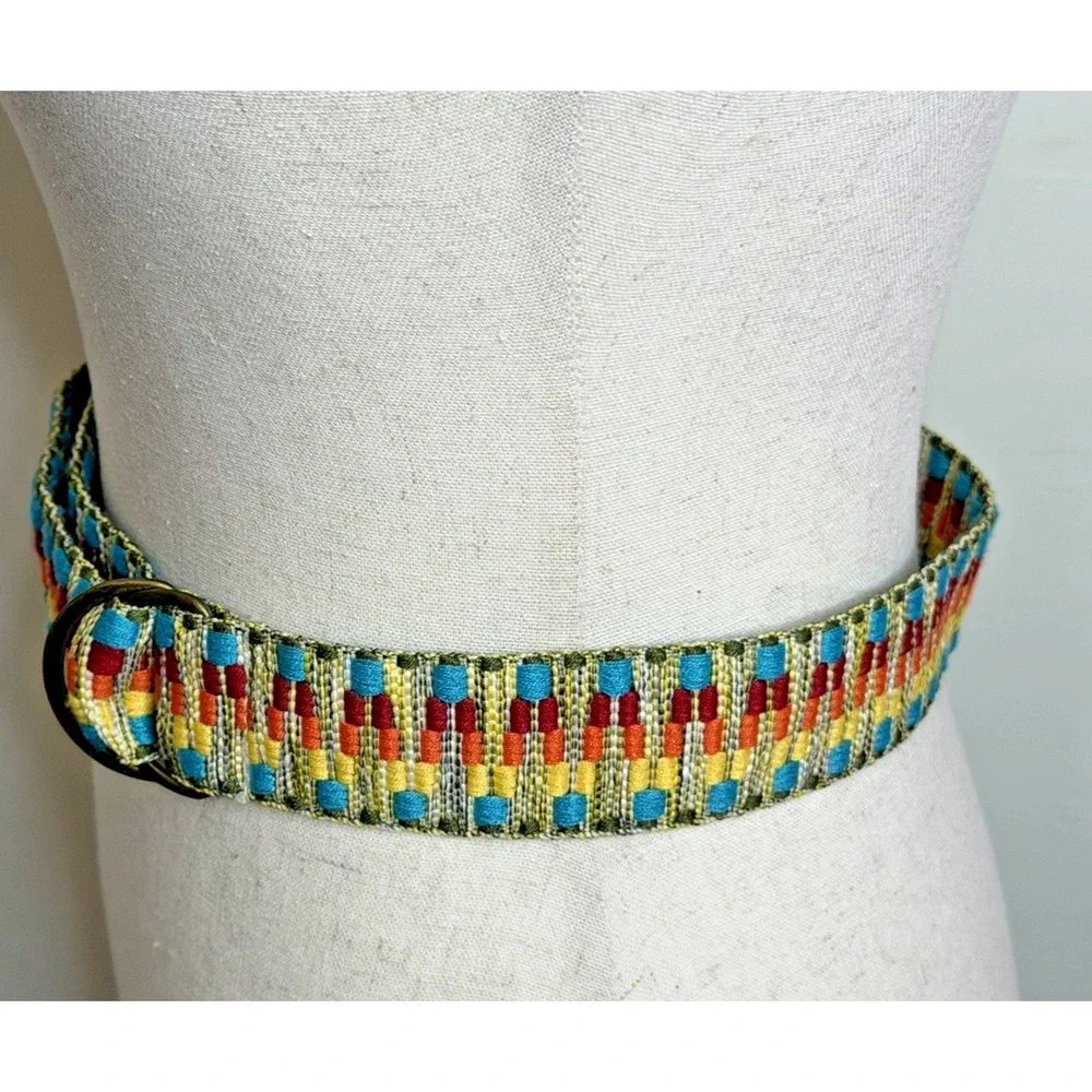 Boho Woven Women's Belt Multicolor Southwest Aztec Bohemian OS Adjustable 40